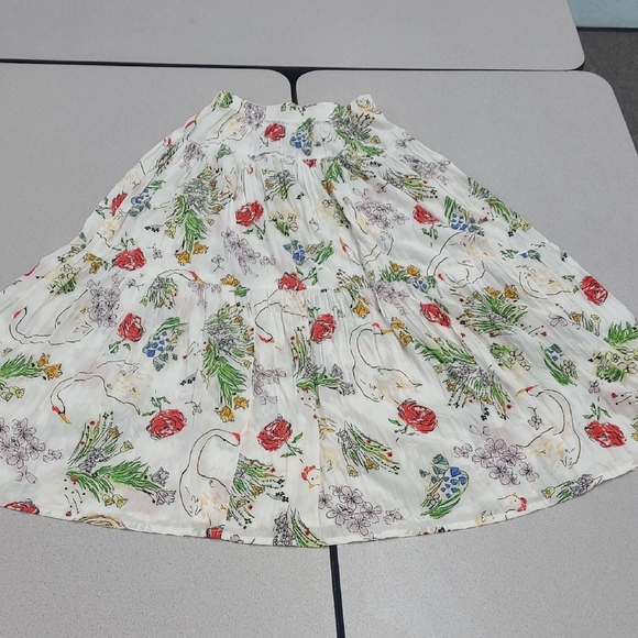 Ines De La Fressange Chic Floral Goose A-Line Skirt in White Size XS - Picture 2 of 7